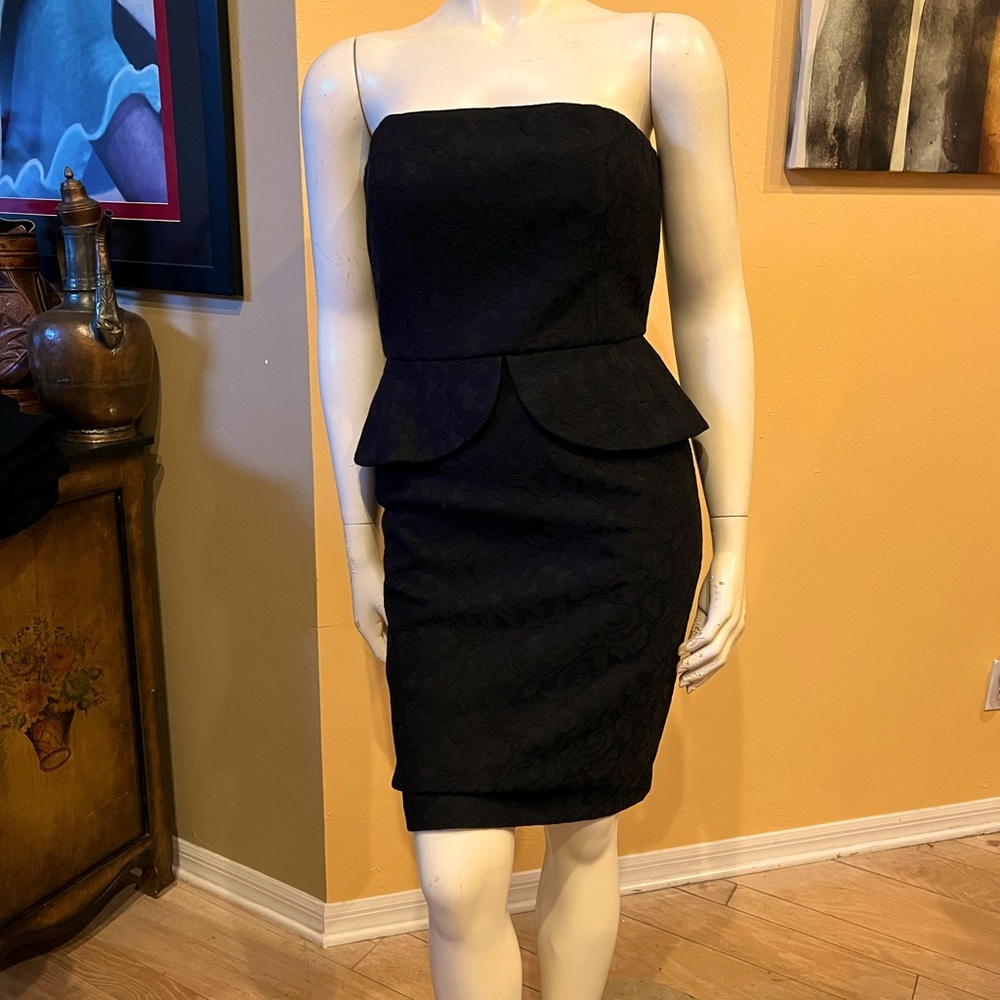 White House Black Market Black Strapless Cocktail Dress Sz 10